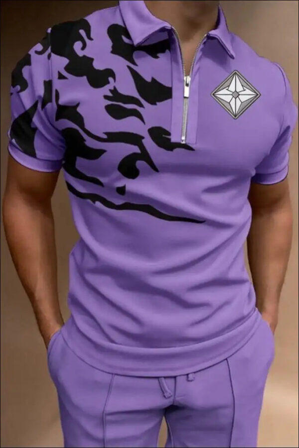 Casual Digital Printed Short Sleeve Men’s Polo Shirt e40 |