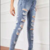 Full Size Button-Fly Distressed Skinny Jeans e22.0 | Emf -