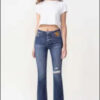 Full Size High Rise Flare Jeans e24.0 | Emf - Faux Leather /
