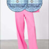 Spring Women Rose Pink Straight Long Dress Pants e61 | Emf -