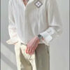 Textured Pure Color Casual Men’s Long Sleeve Shirt e33 | Emf